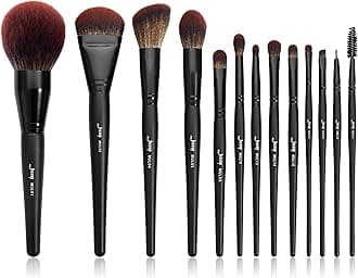 Full Makeup Brushes Set 13pcs, Professional Vegan Foundation Powder Contour Blush Highlight Eyeshadow Blending Concealer Spoolie EyeLiner Brush, Phantom Black T300