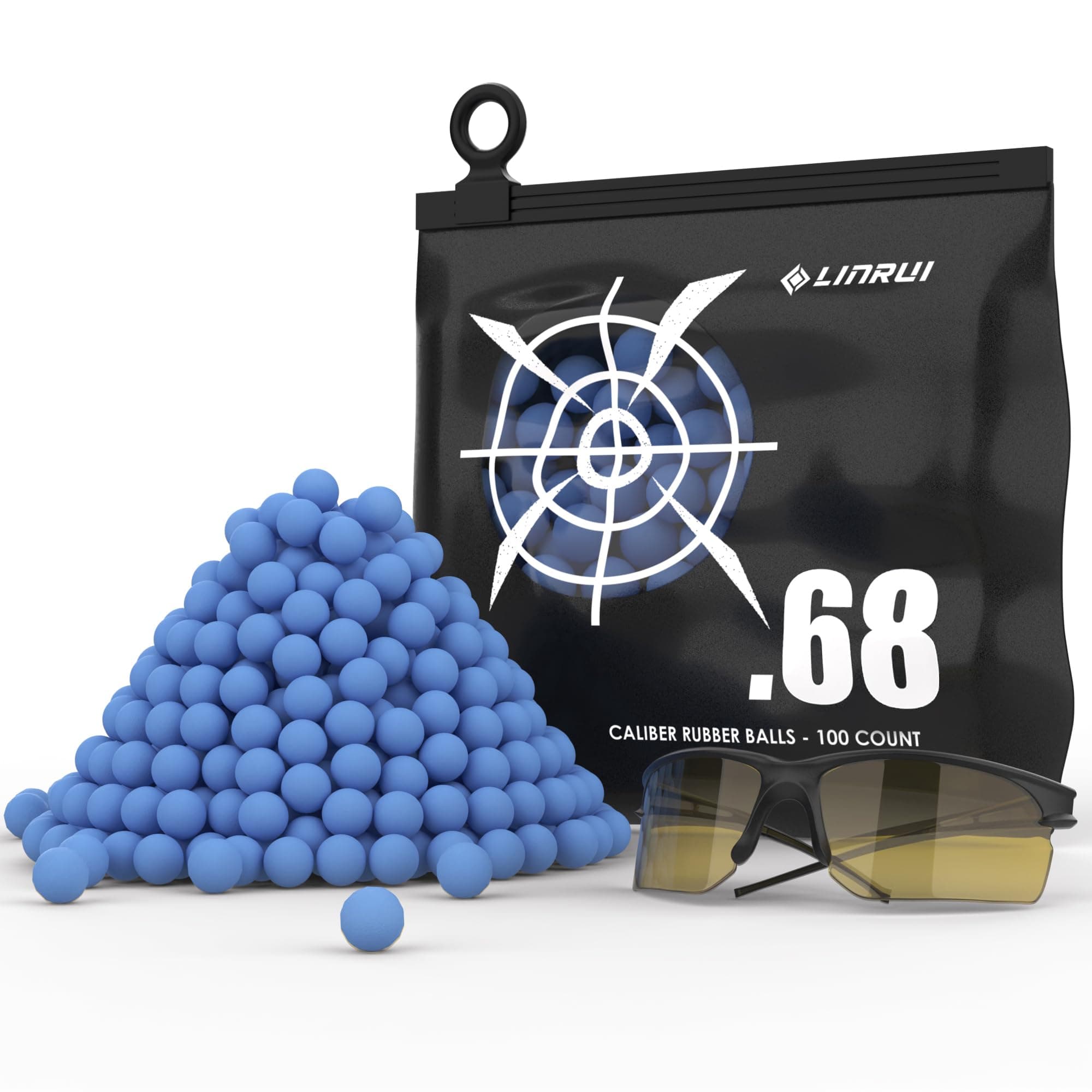 100ct .68 Cal Paintballs for Reusable Training and Less Lethal Self Defense Balls, Paintballs .68 Caliber Ammo Rubber Projectile Fit for Byrna SD/T4E HDR/Paintball Guns