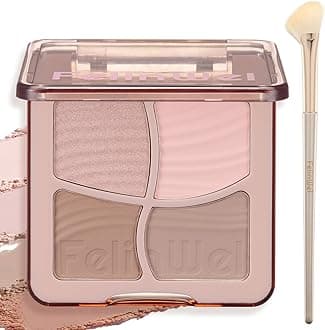 FelinWel Highlight Contour Makeup Palette Effortless Blending Matte Shimmer Highlighter Palette and Bronzer Powder for Cool Toned Skin with Brush