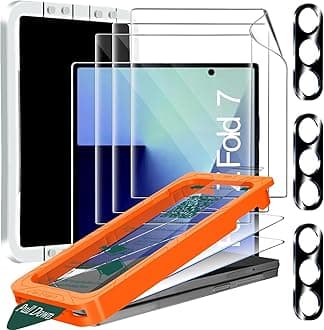 IMBZBK [Auto-Dust Removal] 3 Pack Screen Protector for Samsung Galaxy Z Fold 7, 3 Inside Flexible Film + 3 Front Tempered Glass + 3 Camera Lens Protector Accessories, Easy Installation