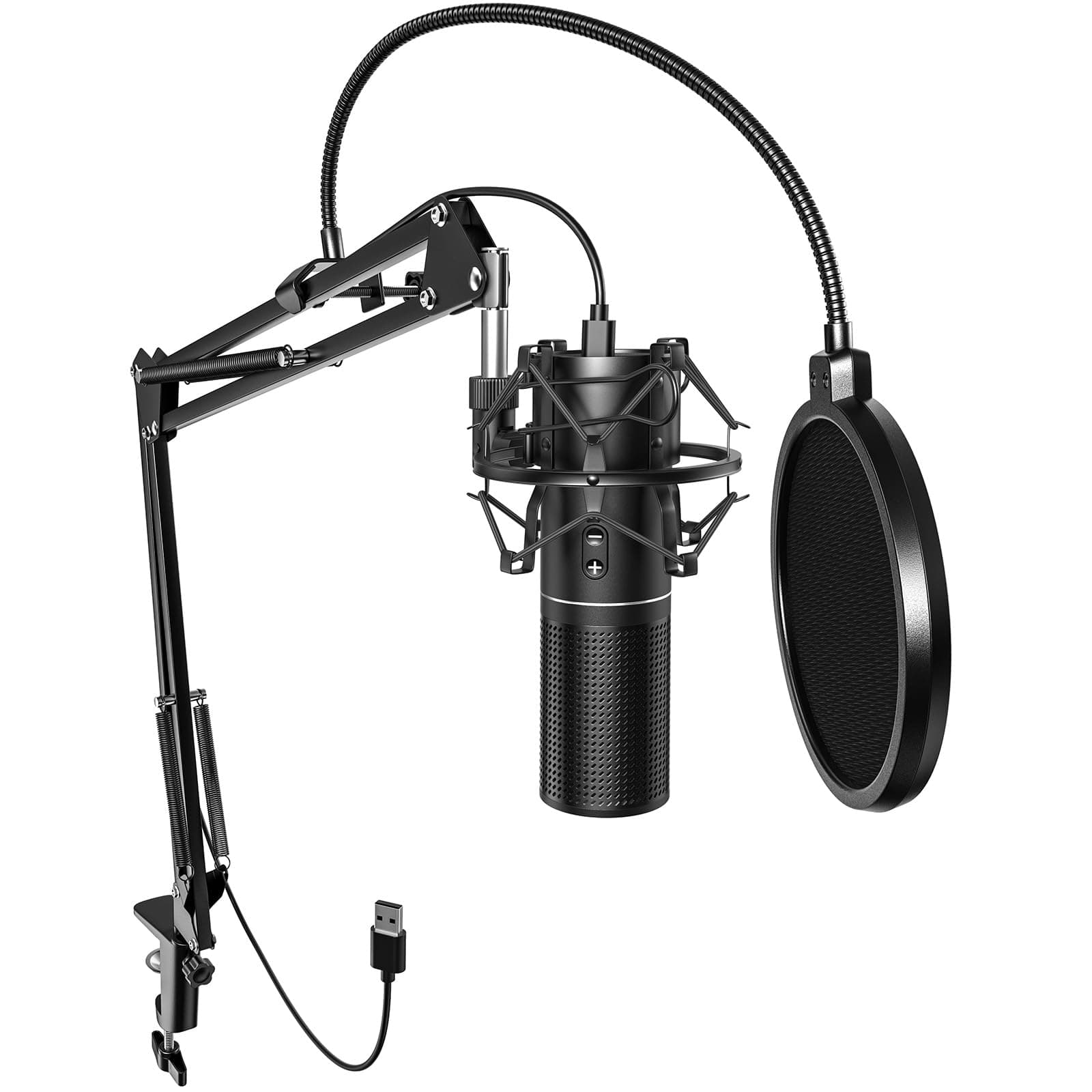 TONOR USB Podcast Microphone, Gaming PC Studio Streaming Mic Kit for Gamer, Recording Condenser Equipment Cardioid Microfono for Singing, YouTube, 200 cm Cable, with Adjustable Arm Stand, Q9
