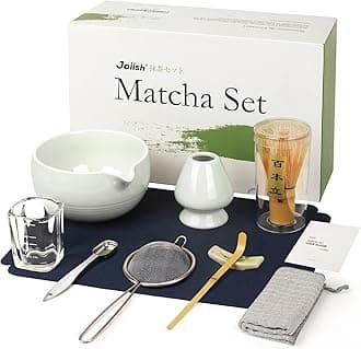 Matcha Tea Set 10-Pcs Kit, Whisk and Bowl with Spout & Measuring Spoon, Japanese Tea Making Tools, Grey, JMTS-002GREY