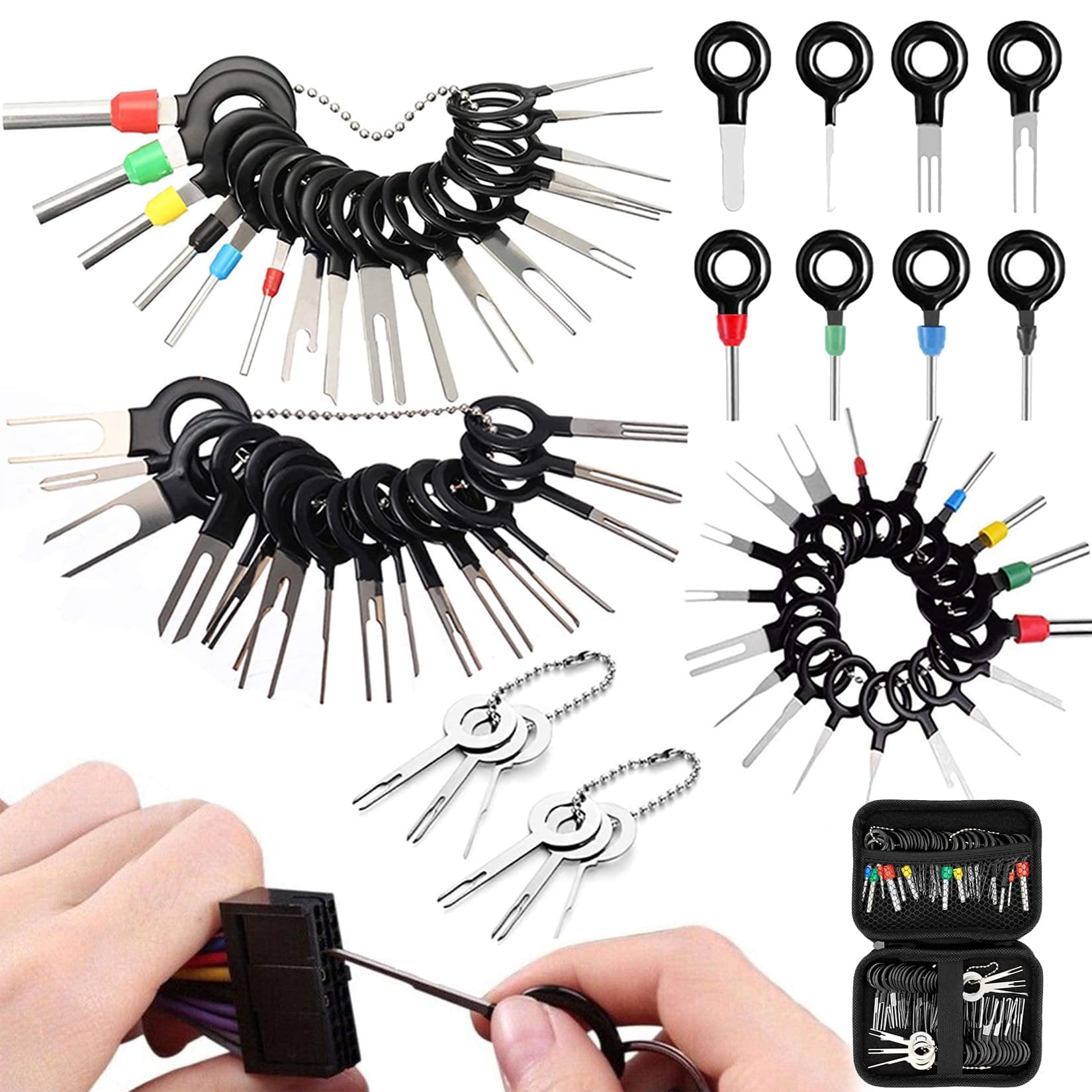 Vignee 60pcs Terminal Removal Tool kit,Pins Terminals Puller Repair Tools for Car Pin Extractor Electrical Wiring Crimp Connectors,Key Extractor Depinning Tool Set
