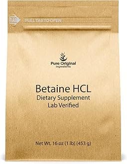 PURE ORIGINAL INGREDIENTS Betaine HCL 1 lb, No Additives or Fillers, Lab-Verified Supplement