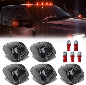 5X Black Smoke Lens Cab Roof Marker Running Lamps Compatible with Red LED Lights for Ford F150 F250 F350 F450 F550 F650 F750 E150 E250 E350 E450 1999-2016 - Super Duty Pickup Trucks