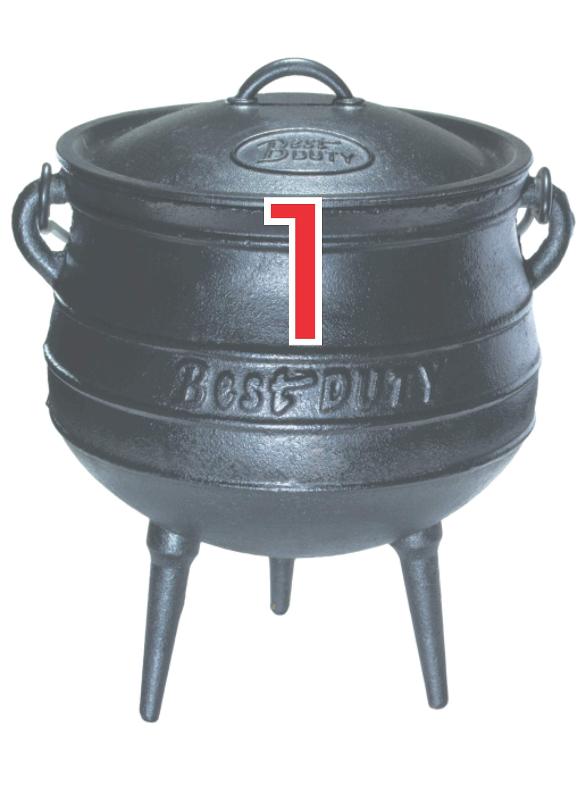 Best Duty Cast Iron Potjie Pot Size 1 - Include complementary Lid Lifter Knob ($9.95 value)