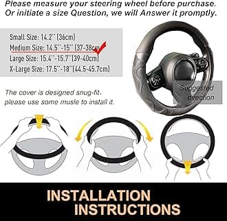 PINCTROT Comfy Grip Steering Wheel Cover, Anti-Slip Design, Universal 14.5-15 Inch(Silicone Black)