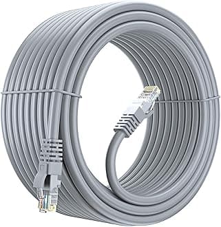 FEDUS Cat7 Ethernet Cable 40 METER Pure Bare Copper Double Shielded Outdoor & Indoor Lan Wire Heavy Duty High Speed Solid 24 AWG Network Cable 10Gbps, 600Mhz, Weatherproof S/FTP UV Resistant