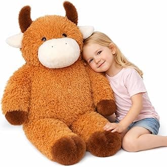 32" Big Highland Cow Stuffed Animal, Giant Highland Cow Plush Toy Gift for Kids