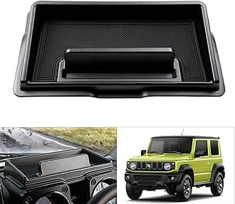Center Console Dash Organizer for 2019-2022 2023 2024 2025 Suzuki Jimny JB64 JB74 Accessories Dashboard Insert Tray with Cellphone Holder Storage Box with Anti-Slip Mat