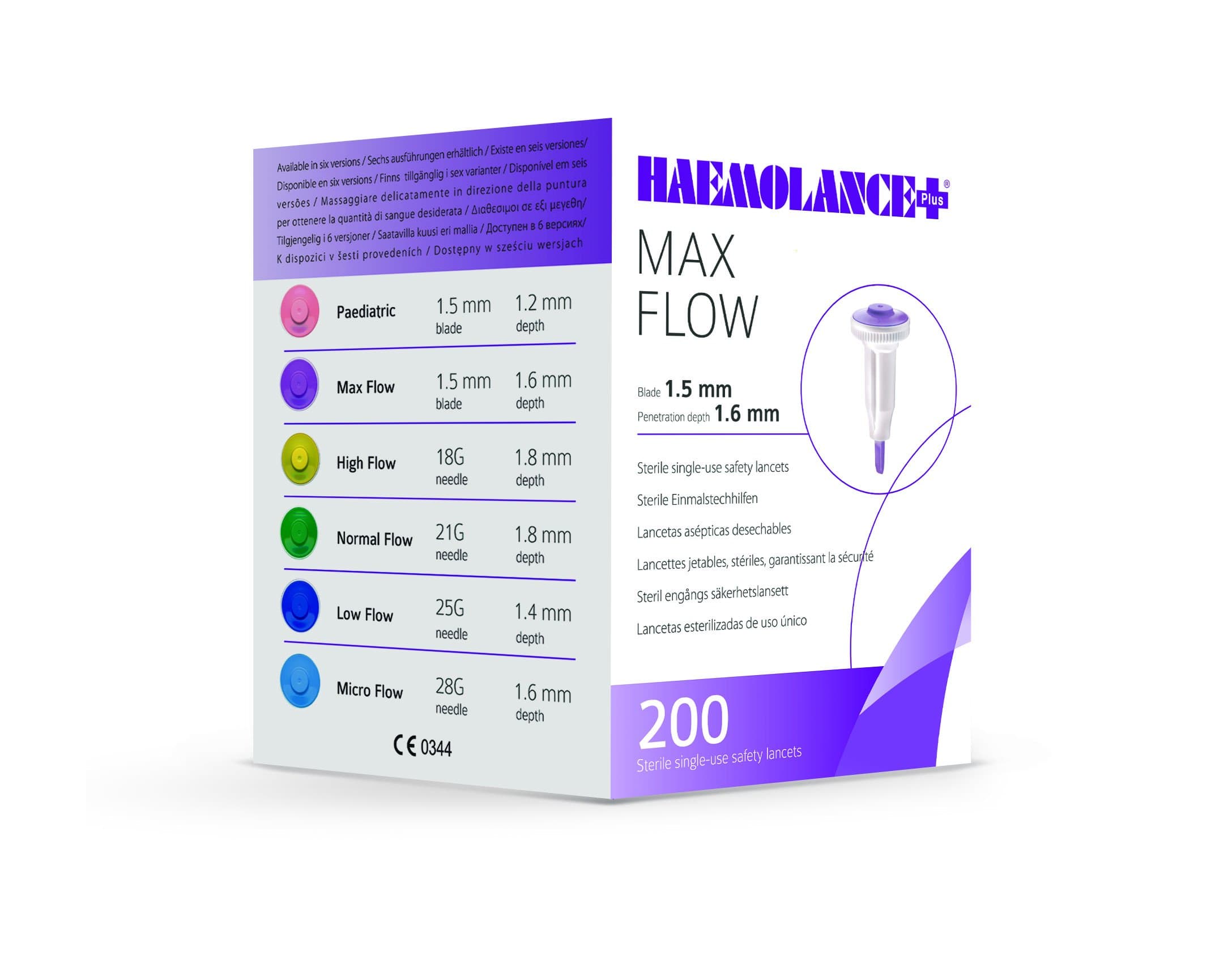 Safety Lancets Max Flow 1.5mm Blade/1.6mm depth Box of 200