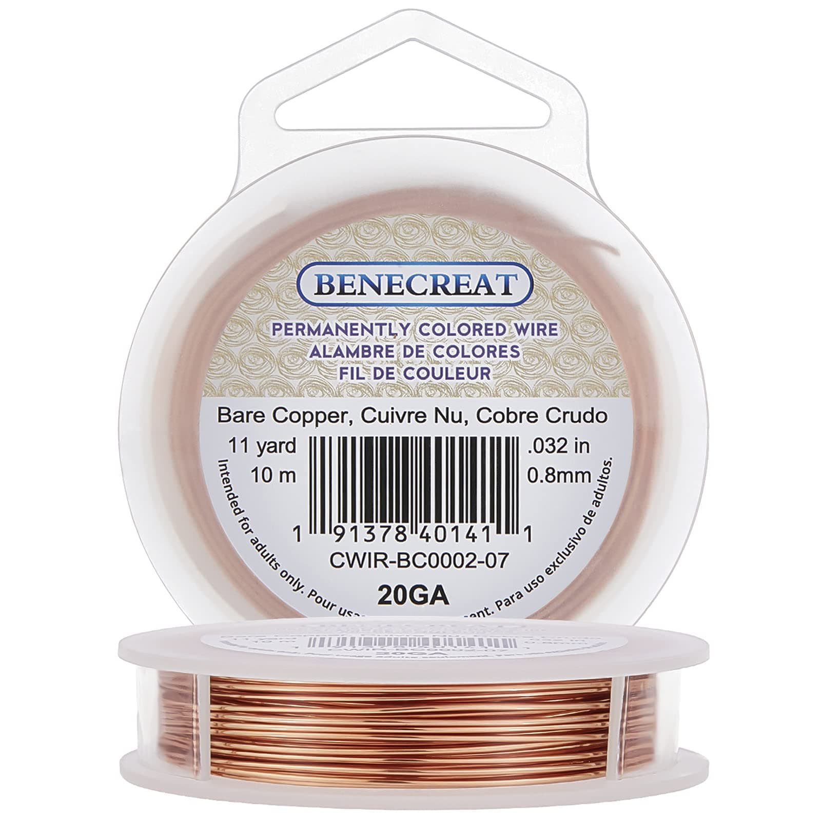 BENECREAT 20 Gauge Bare Copper Wire Solid Copper Wire for Jewelry Craft Making, 33-Feet/11-Yard