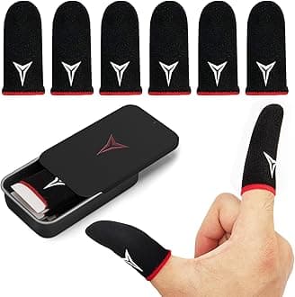 Professional Mobile Gaming Finger Sleeves with a Slide Box,No More Slipping,Longer Size for 5 Fingers, High Sensitivity,Anti-Sweat,Anti-Slip Finger Gaming Gloves Fits All Touchscreen Devices,6 Pack