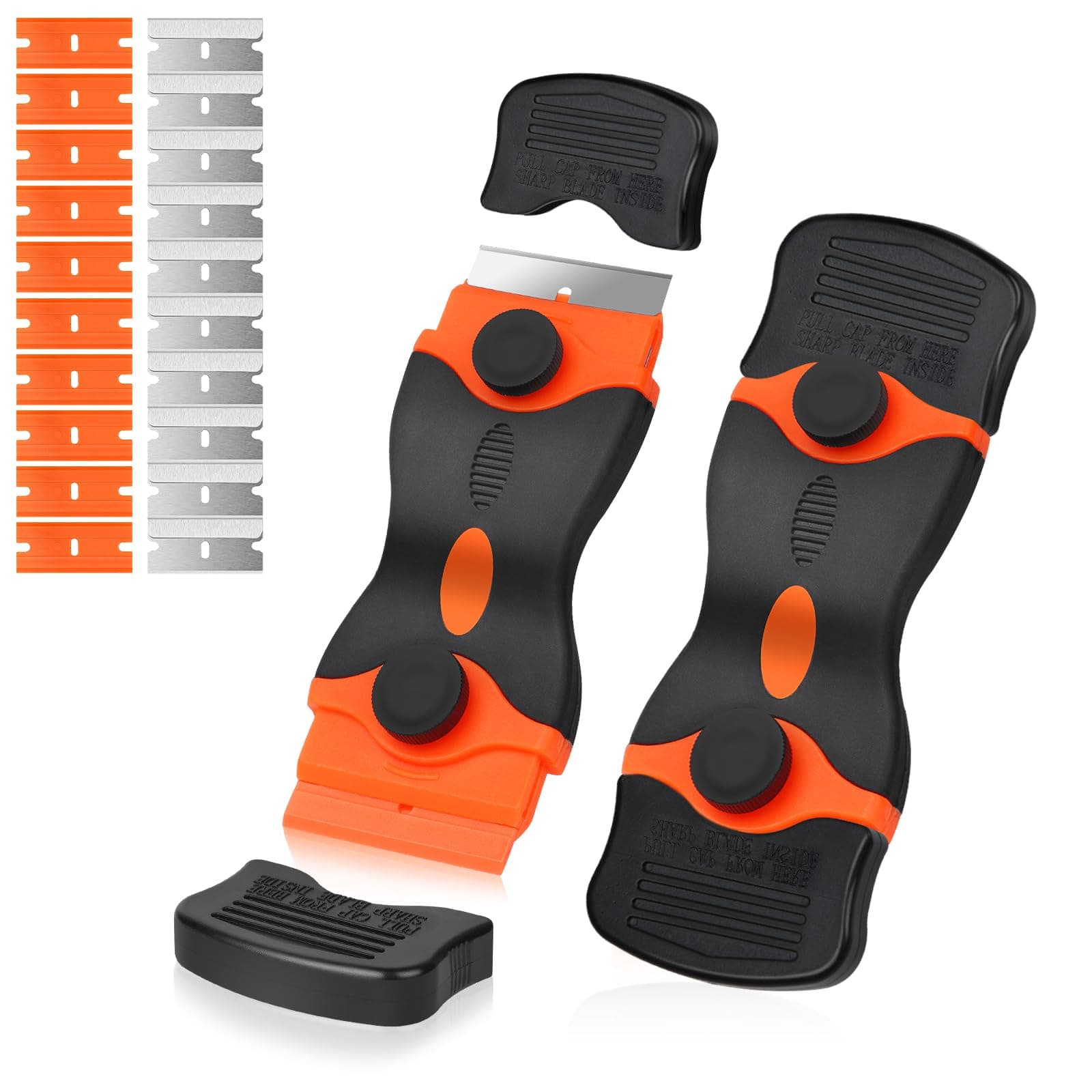 Flintronic Glass Scraper, Glass Ceramic Plate Scraper with 10 Additional Metal Blades and 10 Plastic Blades for Heating Plates, Cars, Glasses, Mirrors, Stickers, Cleaning