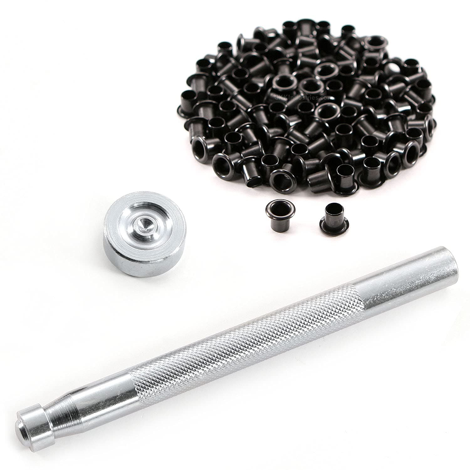 Eyelet Hand Setter & Eyelet Combo Kit - Includes (1)(#8 Hand Setter) + (100)(#8-9 Black Eyelets) - for DIY Kydex & Leather Holster Making, Upholstery, and Apparel Binding