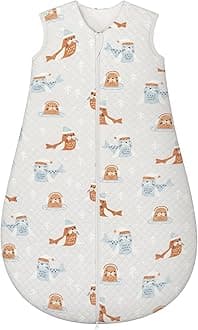 Baby Sleeping Bag 2.5 Tog 0-6 Months Newborn Sleeping Bag 100% Cotton Sleep Sack for Winter Warm and Comfortable Khaki Seal