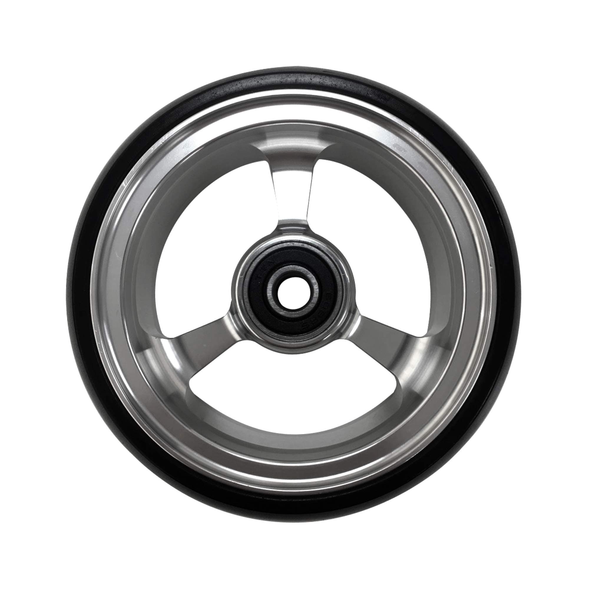 4 X 1.4 inch, Solid, PU Wheels, Wheelchair Casters, Aluminum Rim, one Pair (Silver)