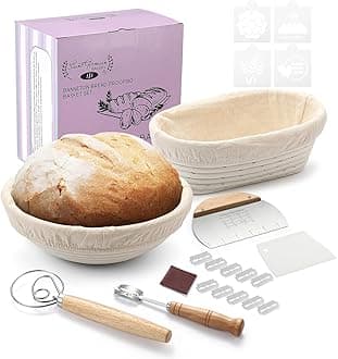Saint Germain BakeryPremium Round Bread Banneton Basket with Liner - Perfect Brotform Proofing Basket for Making Beautiful Bread (10 in. Round / 10 in. Oval))
