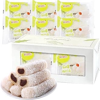 KWOLYKIM Mochi Rice Cake, Shredded Coconut + Red Beans Flavor Asian Pastry Traditional Snack and Food Soft & Sweet Mochi Individually Packaging Dessert 360g/12.69oz (Pack of 6)