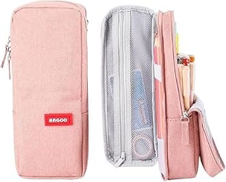 Cotton Pencil Case 4 Layer with 2 Compartment Cute Aesthetic Pencil Case for Boys & Girls Large Capacity Pencil Pouch for School Kids Cute Stationary Gift, Pink