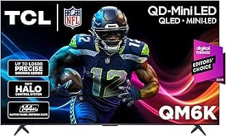 TCL 65 Inch Class QM6K Series | Mini LED QLED 4K HDR | 65QM6K, 2025 Model | 120HZ-144HZ High Brightness Smart Google TV Dolby Atmos Onkyo Audio | Voice Remote Alexa Gaming Streaming Television
