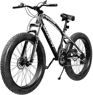 Outroad Mountain Bike Fat Tire with 4-Inch Tire 26 inch Wheels, 21 Speed with High Carbon Steel Frame Bicycle, Double Disc Brake and Front Suspension Anti-Slip Fat Bikes for Men and Women