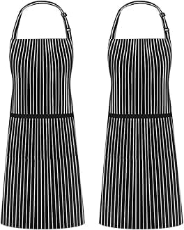 Syntus 2 Pack Adjustable Bib Apron Waterdrop Resistant with 2 Pockets Cooking Kitchen Aprons for Women Men Chef