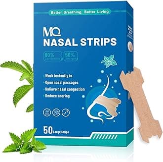 MQ 50ct Nasal Strips for Snoring Mint Scent Nose Strips for Breathing Extra Strength Snore Strips to Open Nasal Passages, Relieve Nasal Congestion