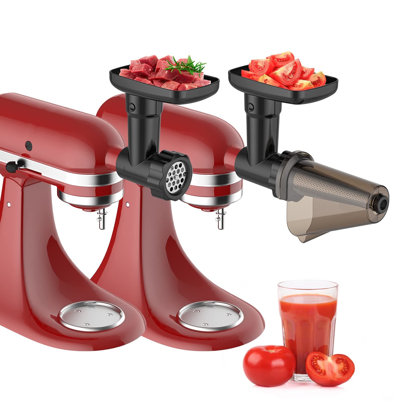 Fruit & Vegetable Strainer Attachment Set for KitchenAid Stand Mixer, Includes Food Grinder Attachment with Sausage Stuffer Tubes and Juicer Auger, Meat Grinder Attachment for KitchenAid by InnoMoon
