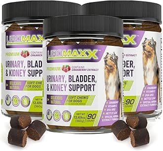 UroMAXX Dog Urinary Tract Infection Treatment, Bladder & Kidney Support for Dogs, Powerful Pet Care, Natural Soft Chews with Cranberry & Glucosamine, Made in The USA, Chicken Flavor, 90 Count, 3 Pack