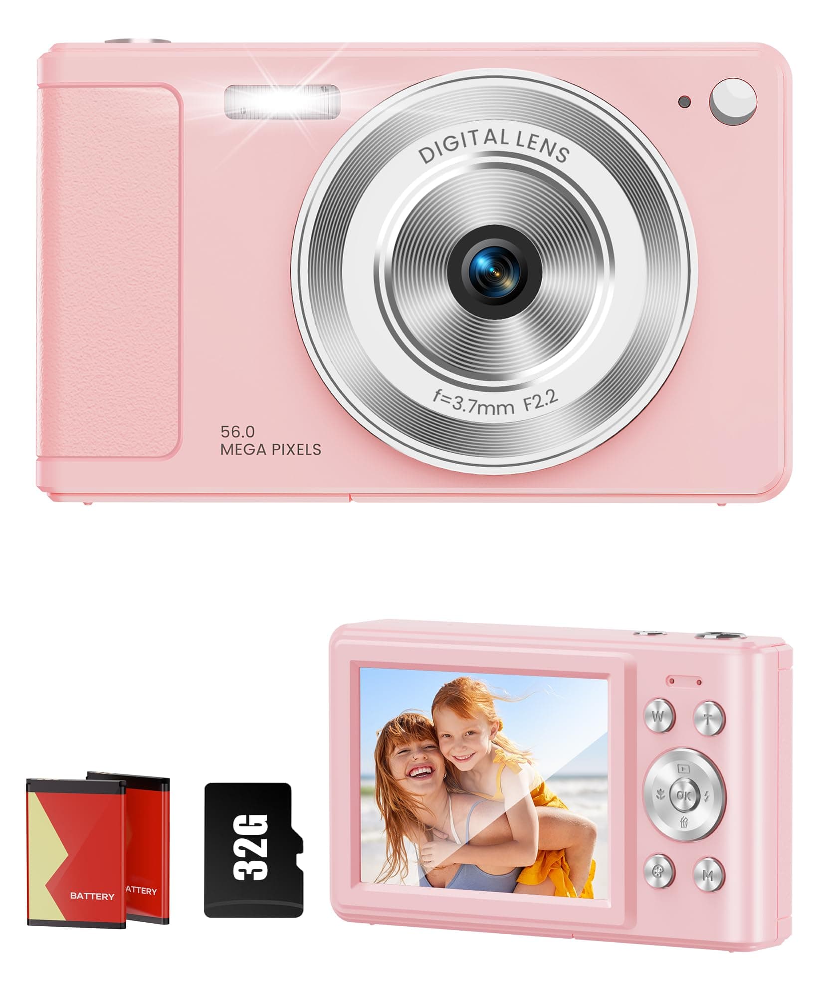 WONNIE Digital Camera Pink 1080P