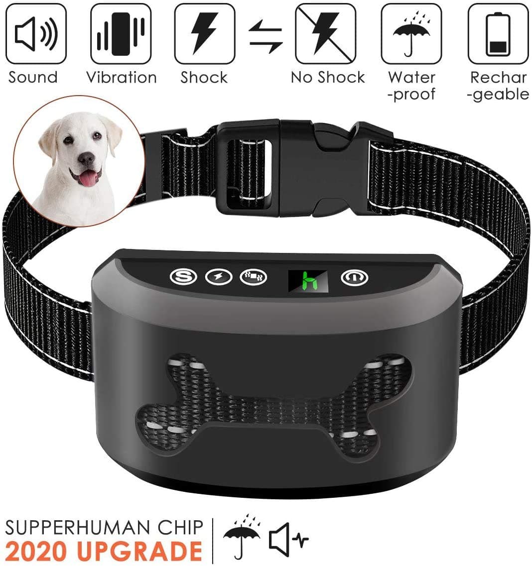 Bark Collar, 2020 Upgrade Version, Harmless Bark Collar for Small Medium Large Dog, Rechargeable Anti bark Collar, Beep Vibration and No Harm Shock Smart Detection Module