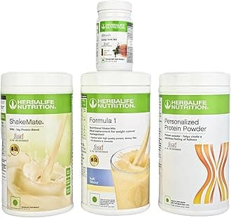 HERBALIFE Weight Loss Combo Formula 1 Shake Mix Kulfi Flavor With Protein Powder and Shake Mate Vanilla Flavor With Afresh Energy Drink Mix Tulsi Flavor(1450 GM)