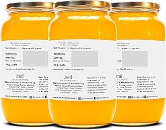 Namakwali A2 Badri Cow Ghee 3000ML (1kg x 3) | Traditional Vedic Bilona Method | Curd-Churned & Cultured | Grassfed, Pure, Natural & Danedar | Lactose-Free, Gluten-Free | 100% Natural & Lab-Tested | Certified Traditional Gaye ka Ghee