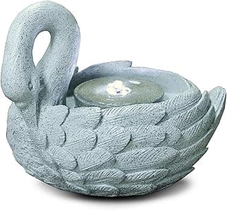 GEEZY Garden Water Feature – Swan Fountain with LED Lights – Mains Powered, Self-Contained, Indoor & Outdoor – Easy Setup, Cascading & Tranquil – Great for Garden, Home, Patio & Balcony Decor