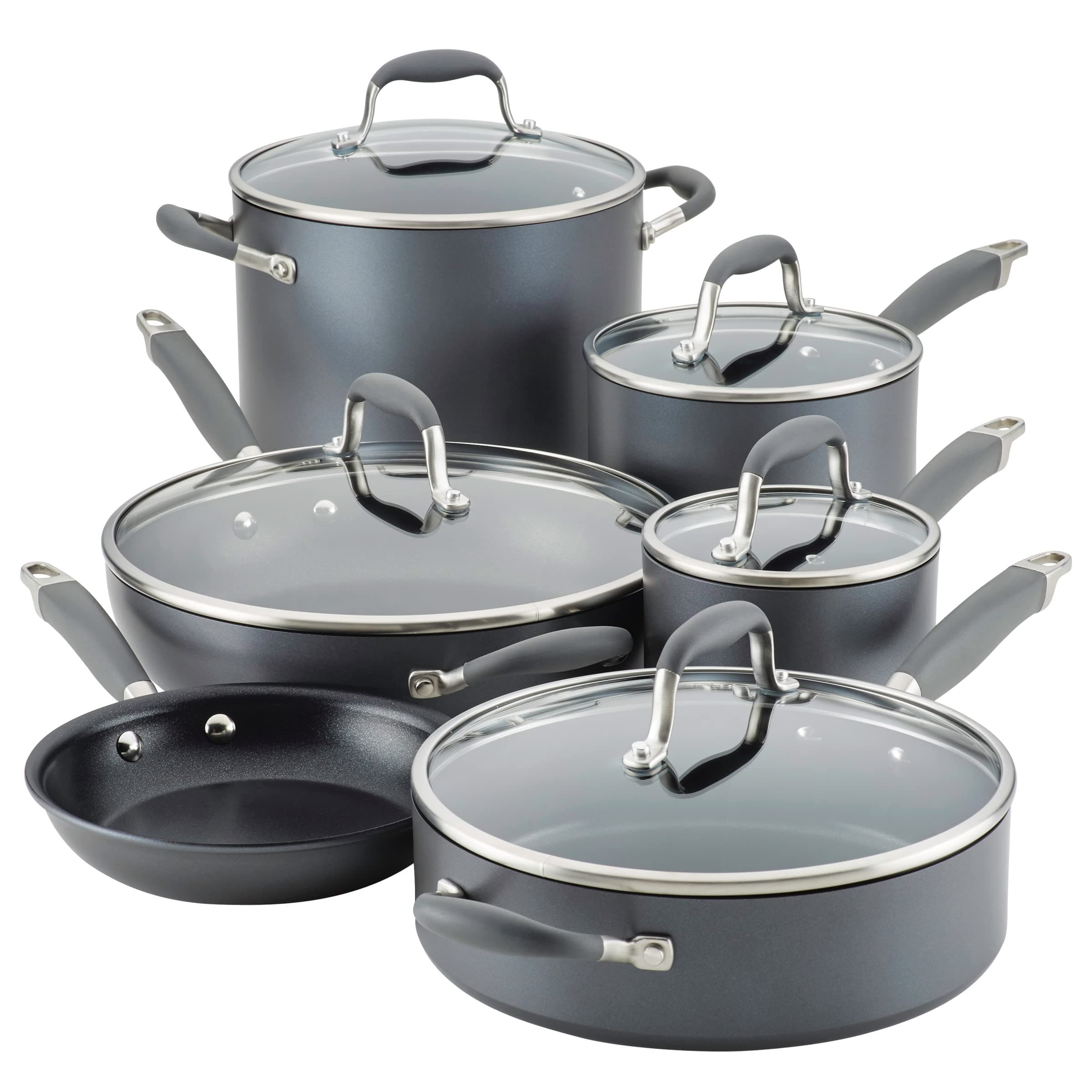 Advanced Home Hard Anodized Nonstick Pots and Pans/Cookware Set, 11 Piece - Moonstone