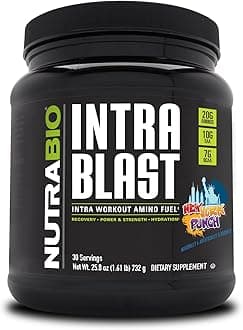 NutraBio Intra Blast Bcaa Powder Amino Acid Supplement, Electrolyte & Hydration Blend, Intra, Pre Workout & Muscle Recovery, 20g Eaa Amino Acids Powder, 5g Glutamine- New York Punch, 30 Serving