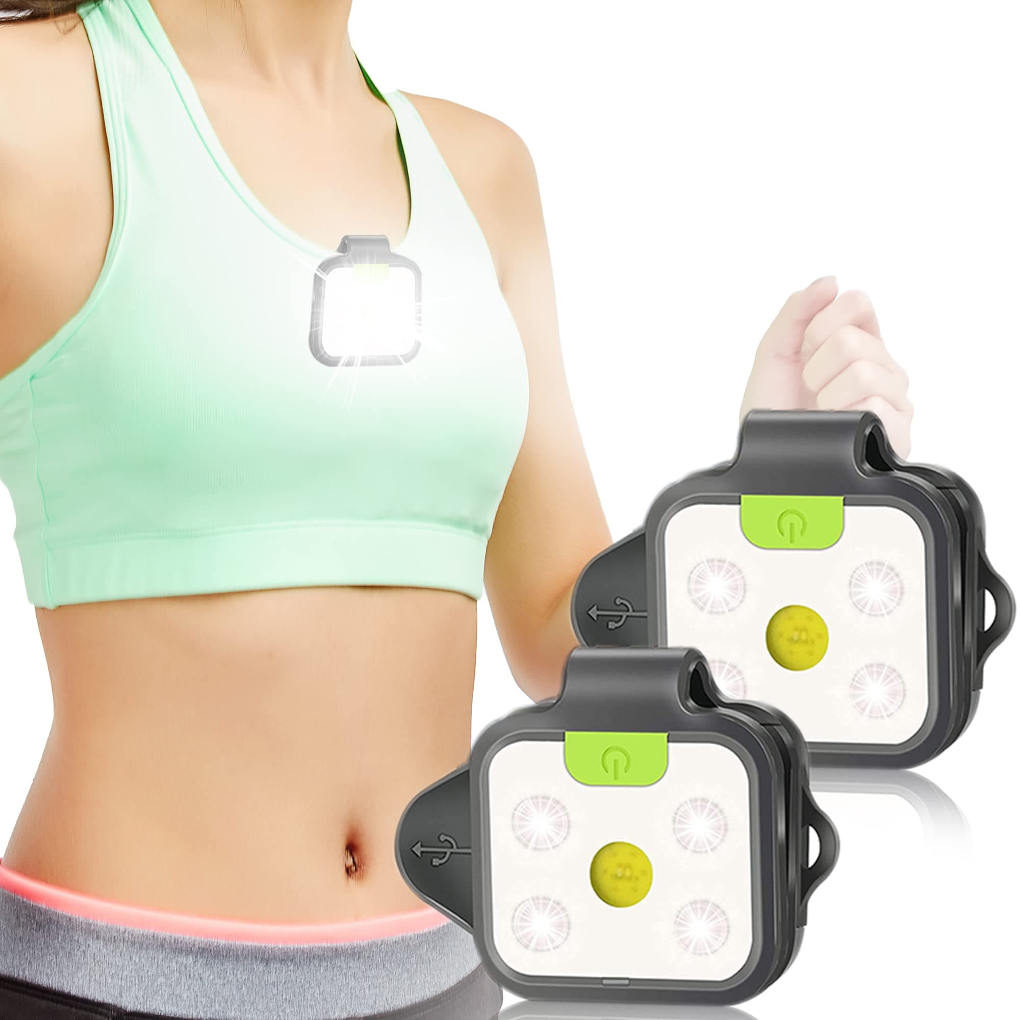Running Light, 2Pack Clip On Running Lights for Runners at Night 4 Light Modes USB Rechargeable LED Lights Wearable Small Lightweight Jogging Lights for Outdoor Running Jogger Patent Pending