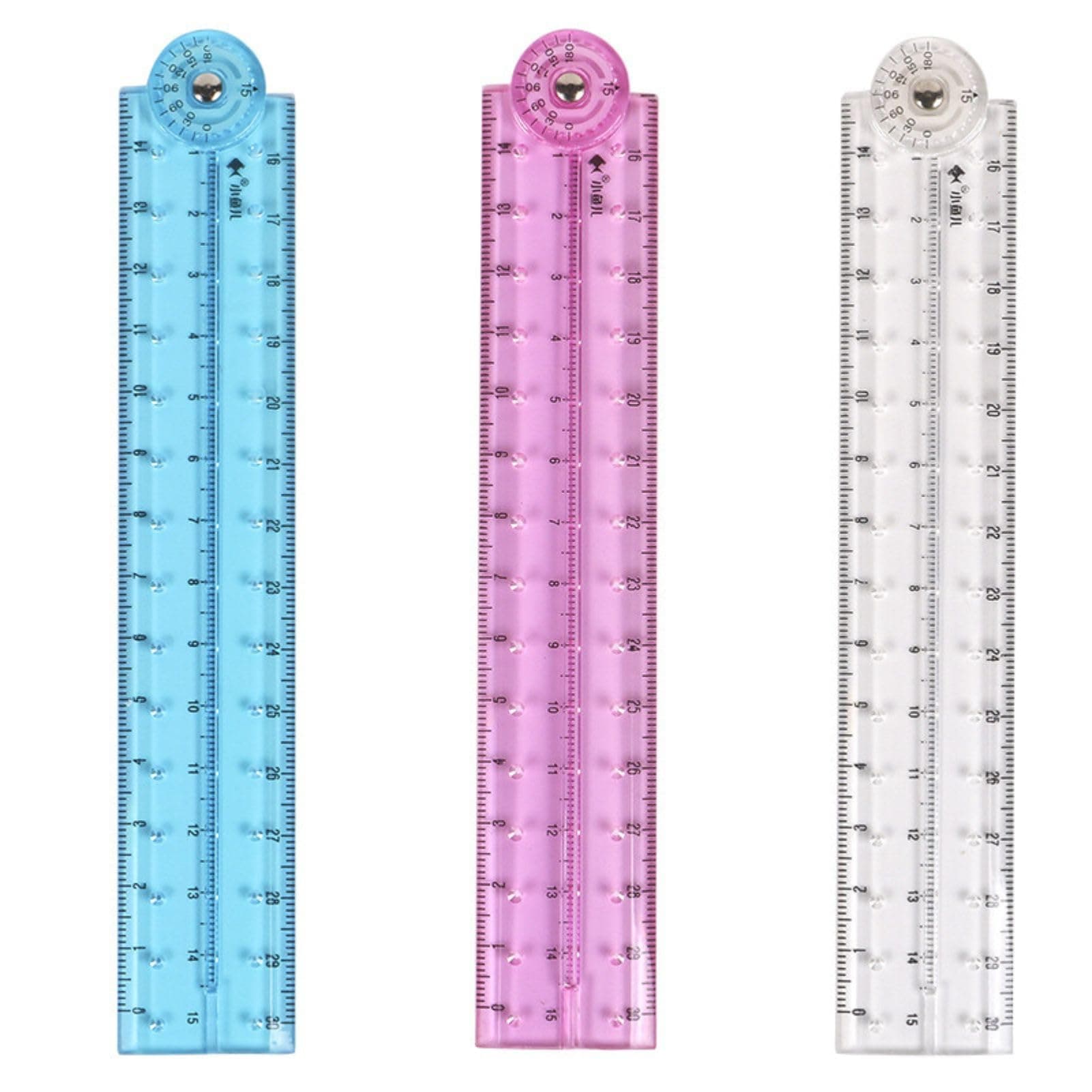 3PCS Folding Ruler Set - 30cm Foldable, 15cm Clear, Transparent Straight Ruler - Shatterproof Plastic, Flexible, Geometric for School, Kids, Office