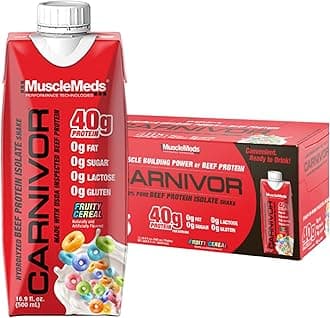Carnivor RTD, Ready to Drink Protein, Lactose Free, Sugar Free, 40g Isolate Protein, Muscle Building, Recovery, 500 ml (Pack of 12) (Fruity Cereal) HALAL