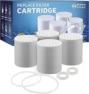 20 Stage Shower Filter Replacement Cartridge Reduces Chemicals & Chlorine, Restores pH Balance, Strong Nails, Shimmering Hair & Glowing Skin - 4 Pack