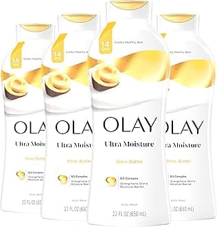 Olay Body Wash for Women, Ultra Moisture, 24hr Moisturizing, Hydrating & Refreshing, B3 Vitamin Complex, Free of Parabens & Phthalates, for All Skin Types, Shea Butter Scent, 22 fl oz (Pack of 4)