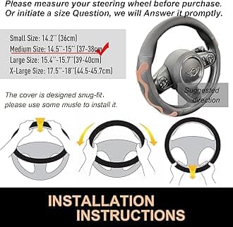 PINCTROT Comfy Grip Steering Wheel Cover, Anti-Slip Design, Universal 14.5-15 Inch(Silicone Brown)