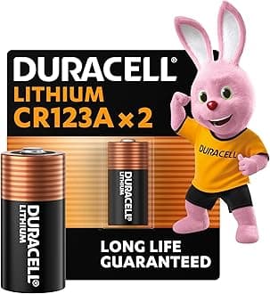 DURACELL CR123 (2 Pack) High Power Lithium Battery 3V (CR123A / CR17345) – Long life guarantee – For Cameras, Flashlights, Smoke Detectors & Small Devices – 10–Year Storage Guarantee - Leak Prevention