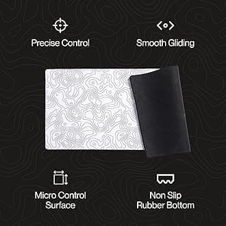Higround SNOWSTONE XL Topograph Mousepad - Medium Speed, Stitched Edge for No Snag, Full Range of Motion, Thin Flat Stitched Edges, Non-Slip Rubber Base