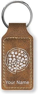 LaserGram Rectangle Keychain, Pizza, Personalized Engraving Included