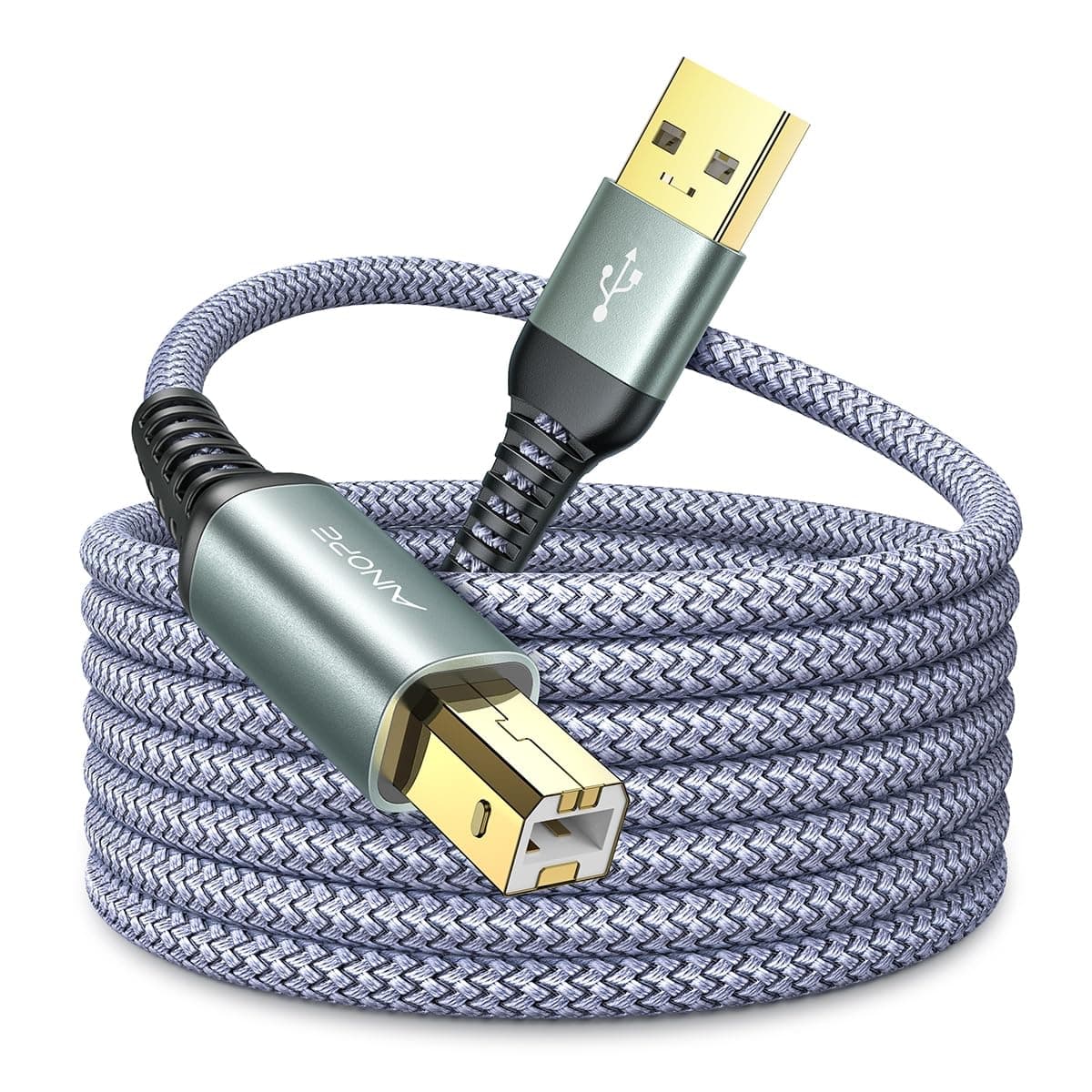 AINOPE USB Printer Cable 10FT/3Meter Premium Durable USB Printer Cord USB 2.0 Type A Male to B Male Scanner Cable High Speed Printer Cable for HP Canon Dell Epson Lexmark Xerox and More