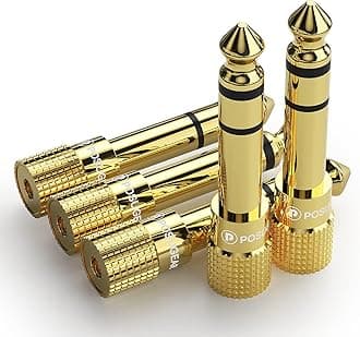 POSUGEAR Headphone Adapter (5 Pack), 3.5mm Female to 6.35mm Male Audio Jack, Gold Plated Stereo Plug Adaptor for Digital Devices