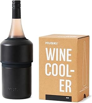 Huski Wine Cooler | Premium Iceless Wine Chiller | Keeps Wine Cold up to 6 Hours | Award Winning Design | New Wine Accessory | Fits Some Champagne Bottles (Matte Black)