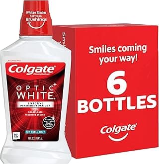 Colgate Optic White Whitening Mouthwash, 2% Hydrogen Peroxide, Fresh Mint, 16.9 Ounce, 6 Pack